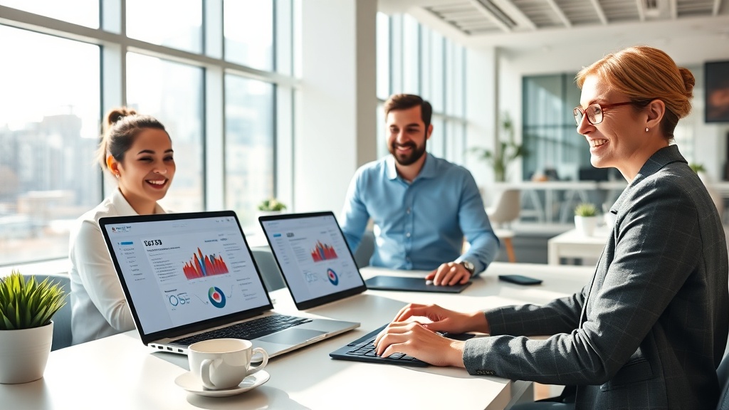 Sales team reviewing buying signals and prospect data in a bright modern workspace