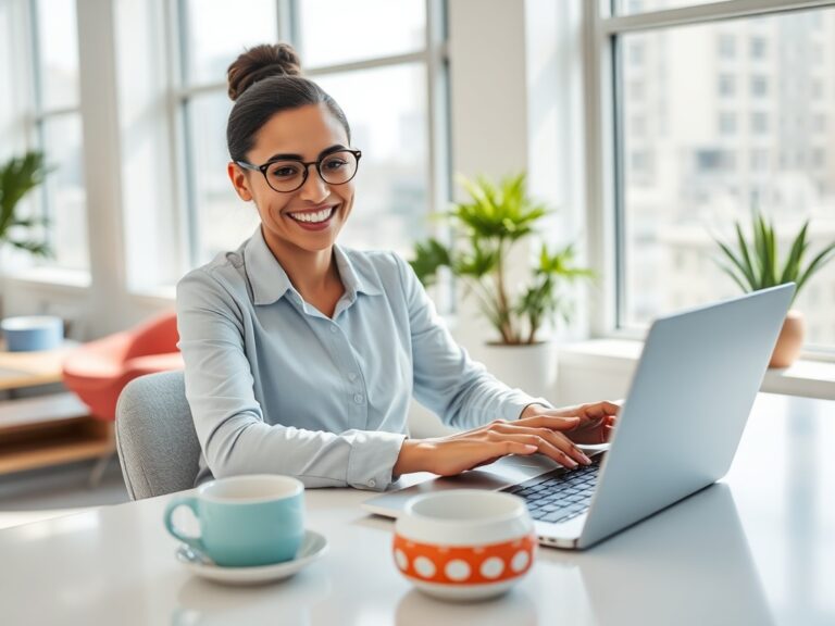 Professional checking law firm email list verification workflow on laptop in bright modern workspace